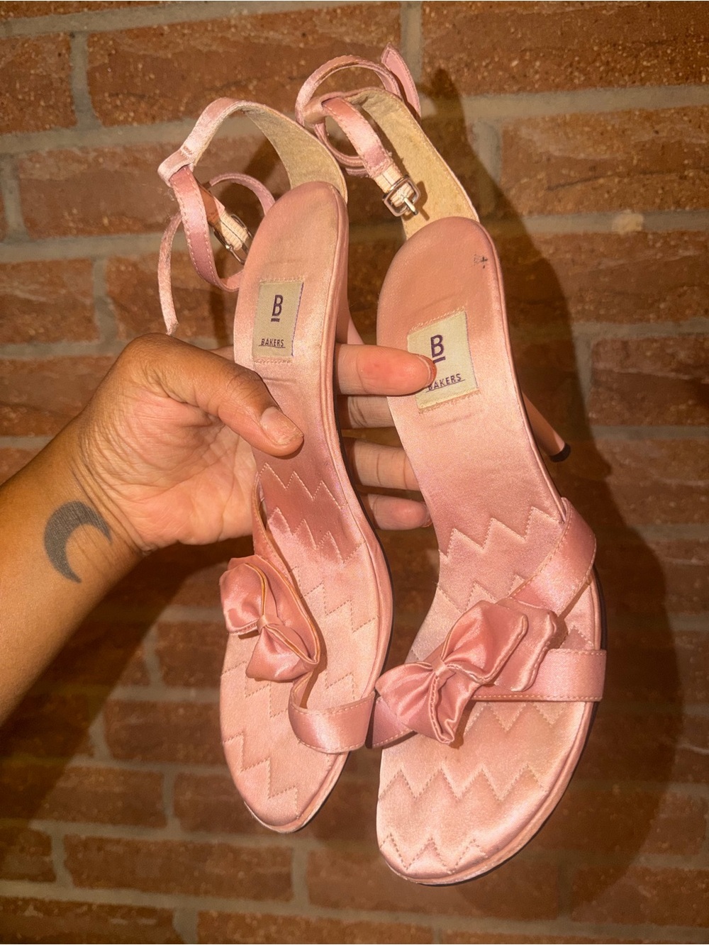 Bakers Pink Satin Bow Ankle-Strap Sandals